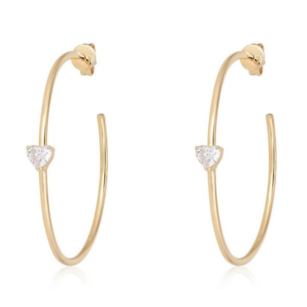 Open Heart Solitaire 14k Or 18k Upon Request Gold Hoop Earrings 4452$